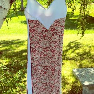“Red”& White lace panel dress- **Rare color**